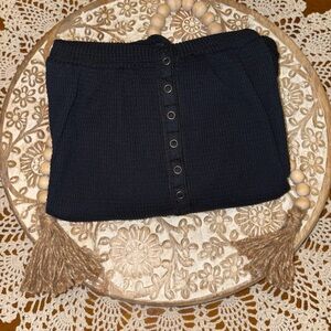 Free People Black Ribbed Blouse